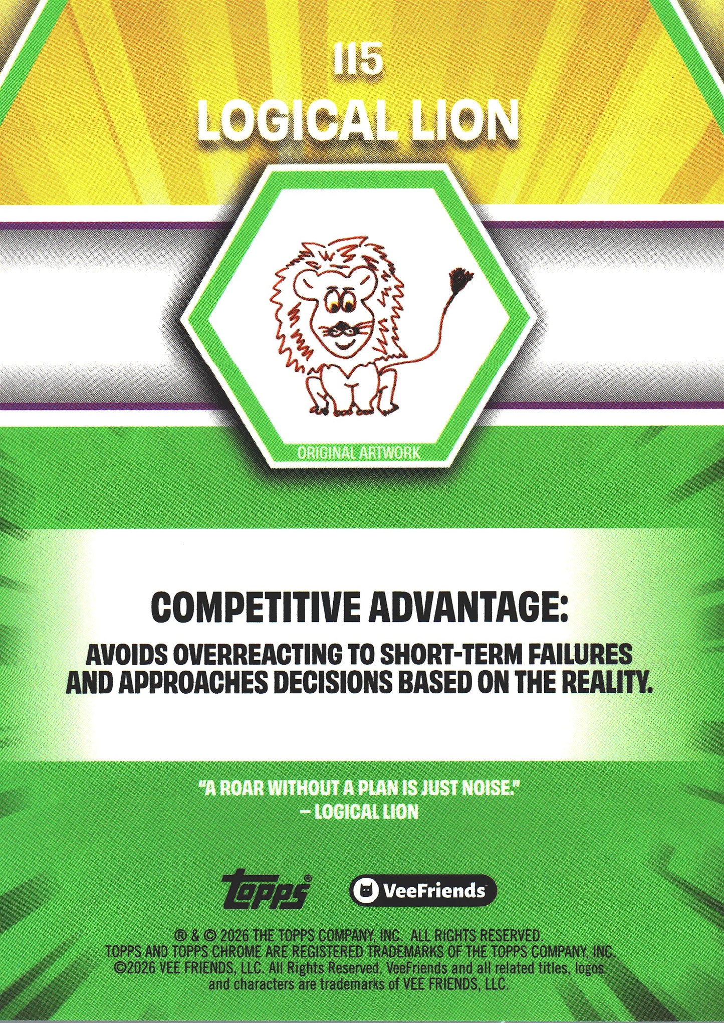 2026 Topps Chrome VeeFriends Logical Lion #115 Black /10