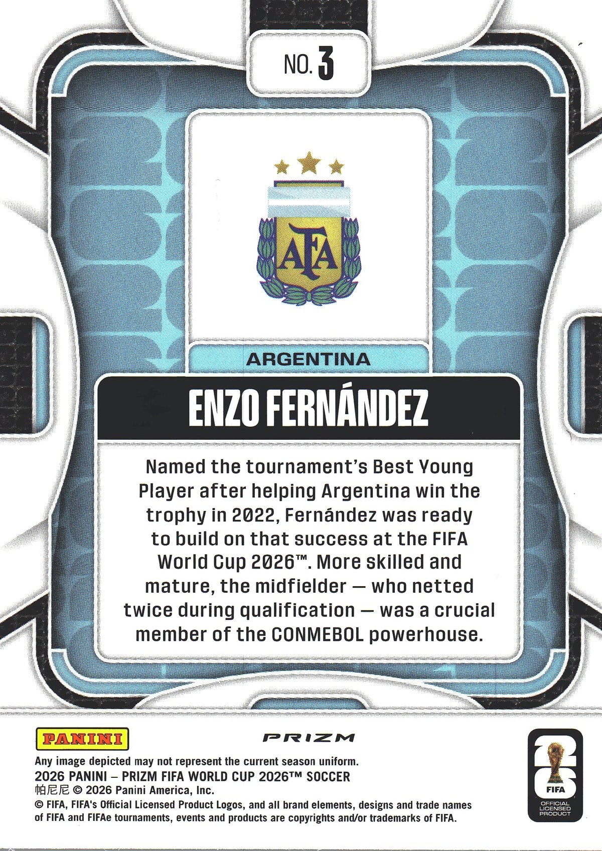 2026 Panini Prizm World Cup Silver Enzo Fernandez #3 Argentine