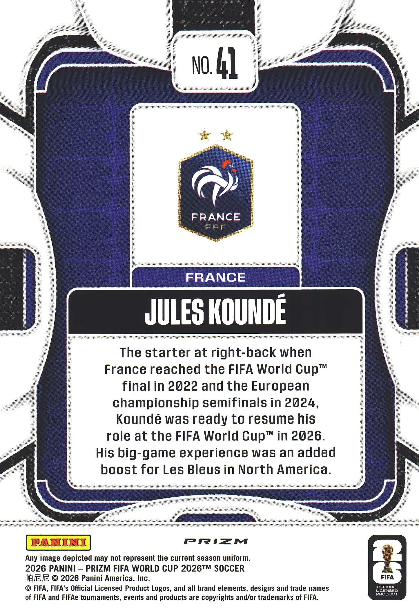 2026 Panini Prizm World Cup Silver Jules Kounde #41 France
