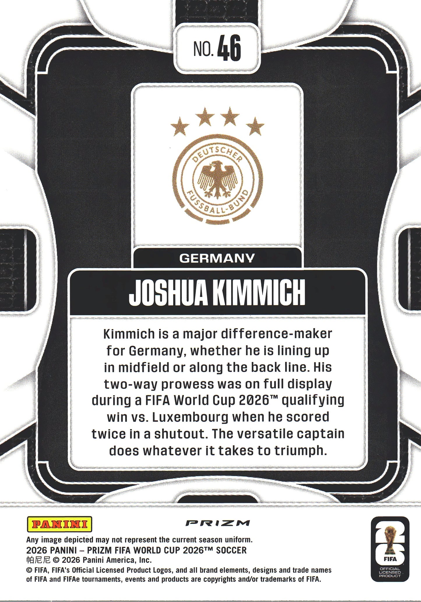 2026 Panini Prizm World Cup Silver Joshua Kimmich #46 Allemagne