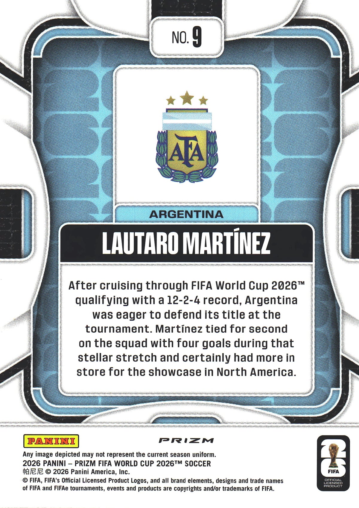 2026 Panini Prizm World Cup Hyper Lautaro Martinez #9 Argentine
