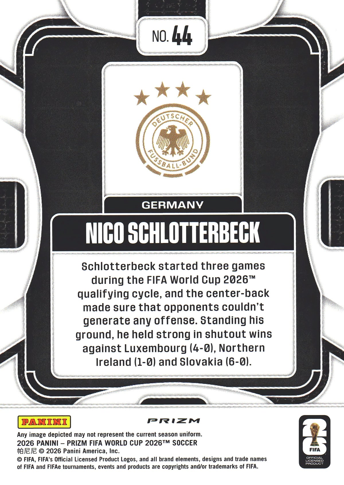 2026 Panini Prizm World Cup Hyper Nico Schlotterbeck #44 Allemagne