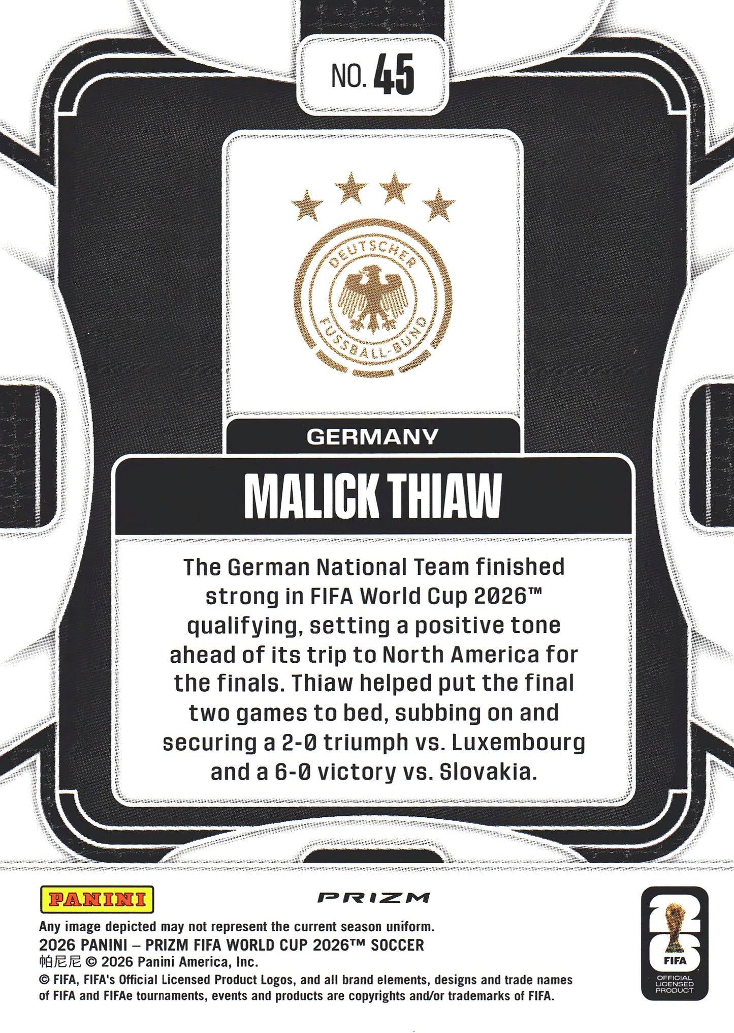 2026 Panini Prizm World Cup Hyper Malick Thiaw #45 Allemagne