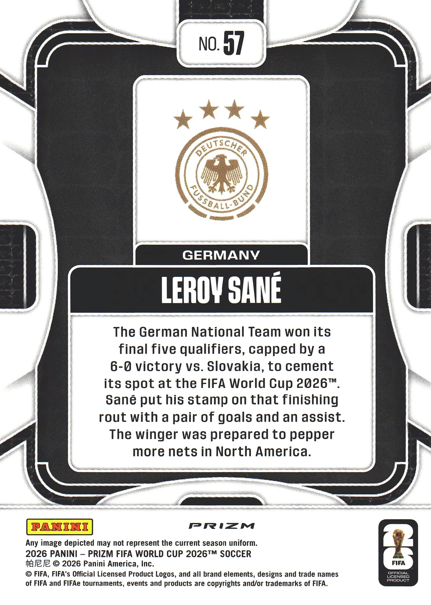 2026 Panini Prizm World Cup Pandora Leroy Sane #57 Allemagne