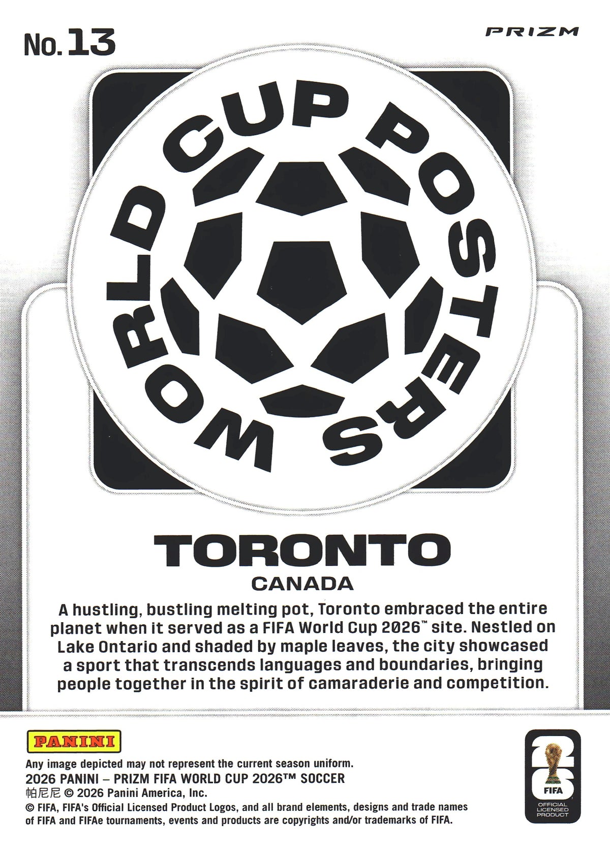 2026 Panini Prizm World Cup Posters Toronto #13