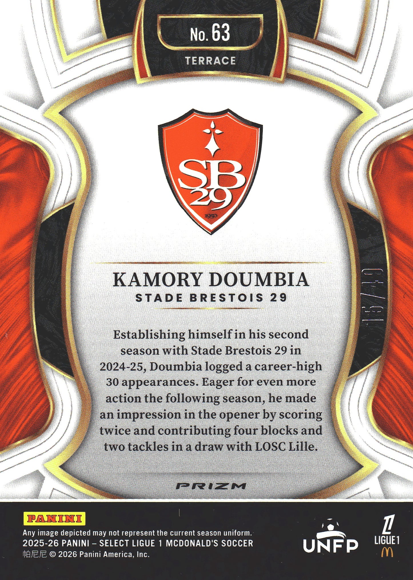 2025 Panini Select Ligue 1 Purple /49 Kamory Doumbia #63 Stade Brestois