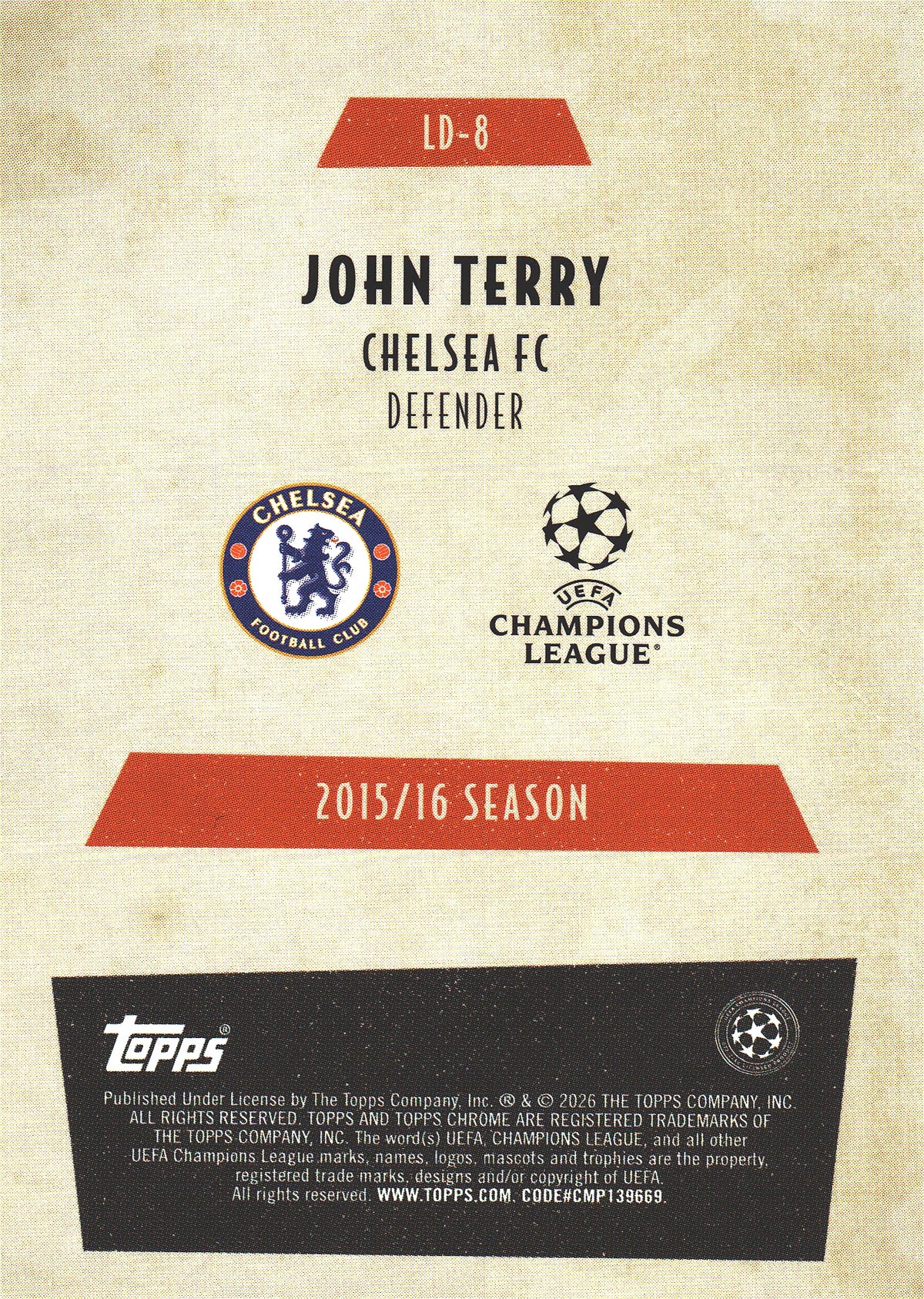 2025 Topps Chrome UCC Last Dance John Terry #LD-8 Chelsea