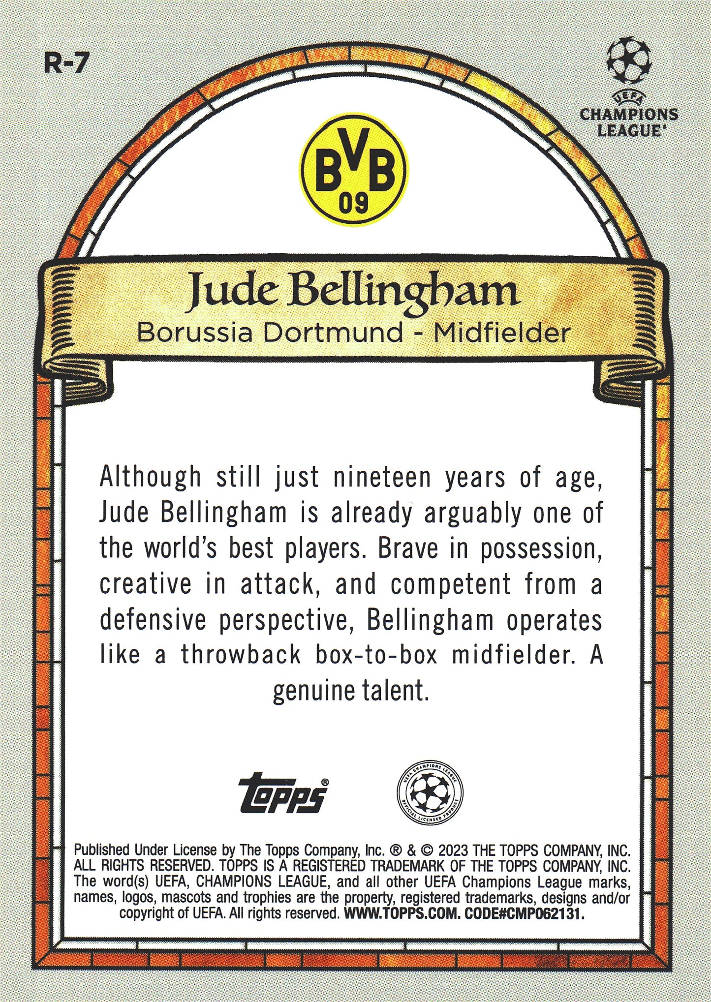 2022 Topps Merlin Chrome Renaissance Jude Bellingham #R-7 Dortmund