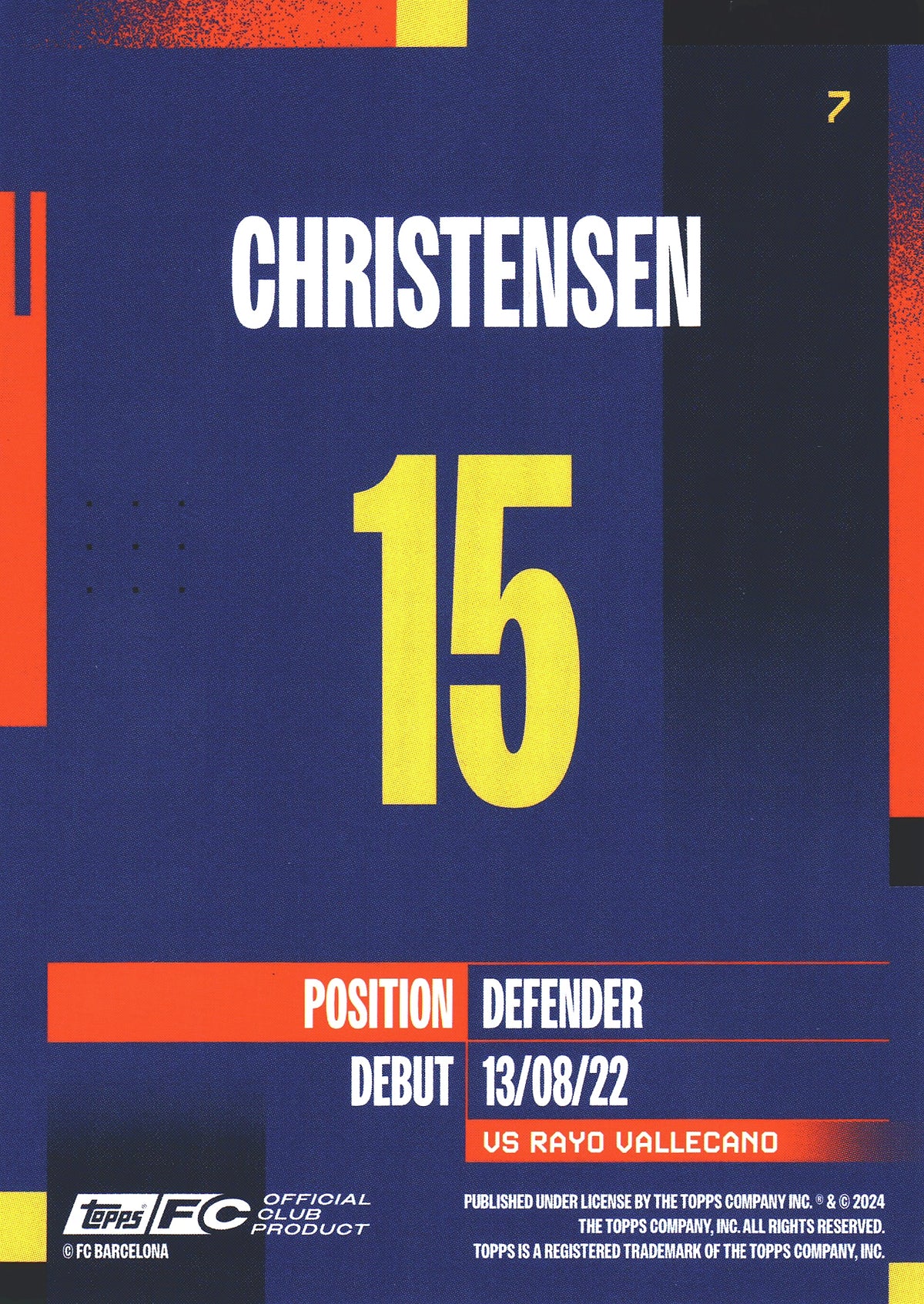 2024 Topps FC Barcelona Team Set Andreas Christensen #7 FC Barcelona