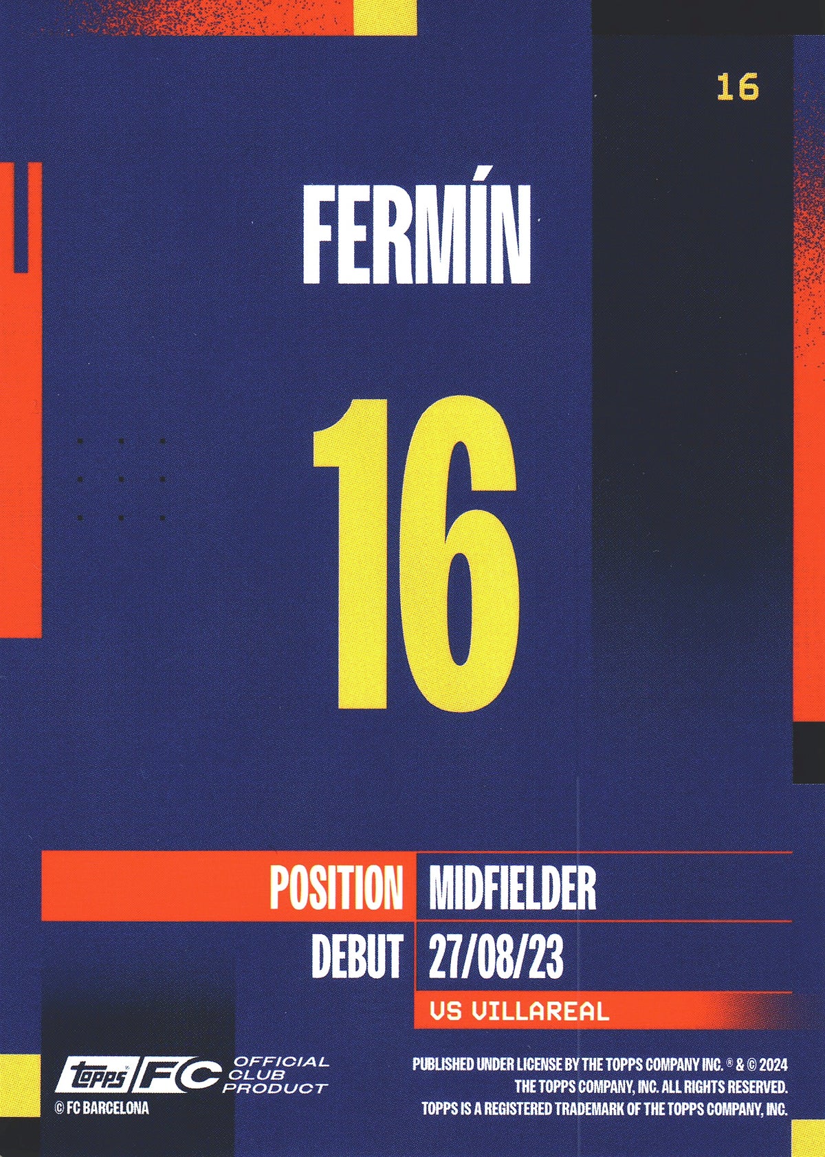 2024 Topps FC Barcelona Team Set Fermín #16 FC Barcelona