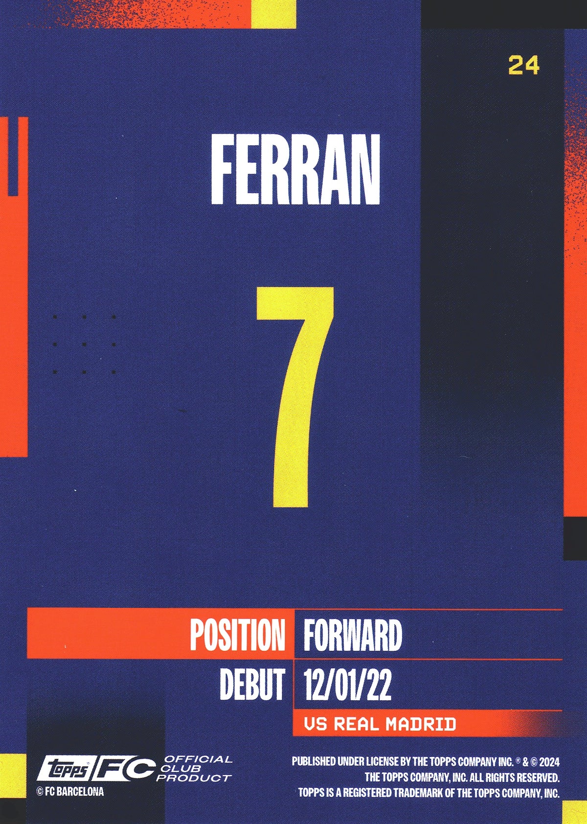 2024 Topps FC Barcelona Team Set Ferran #24 FC Barcelona