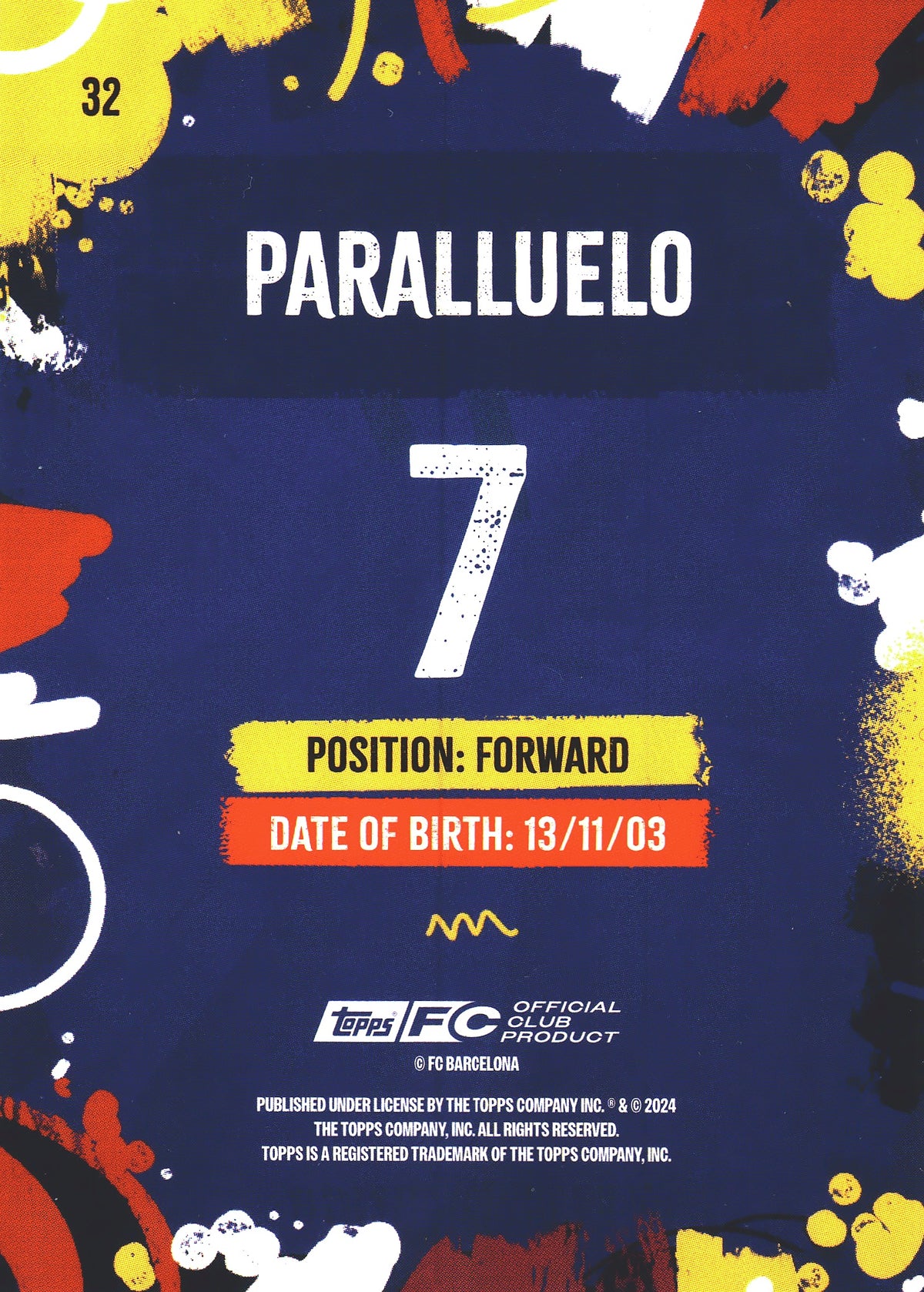 2024 Topps FC Barcelona Team Set Salma Paralluelo #32 FC Barcelona Femeni