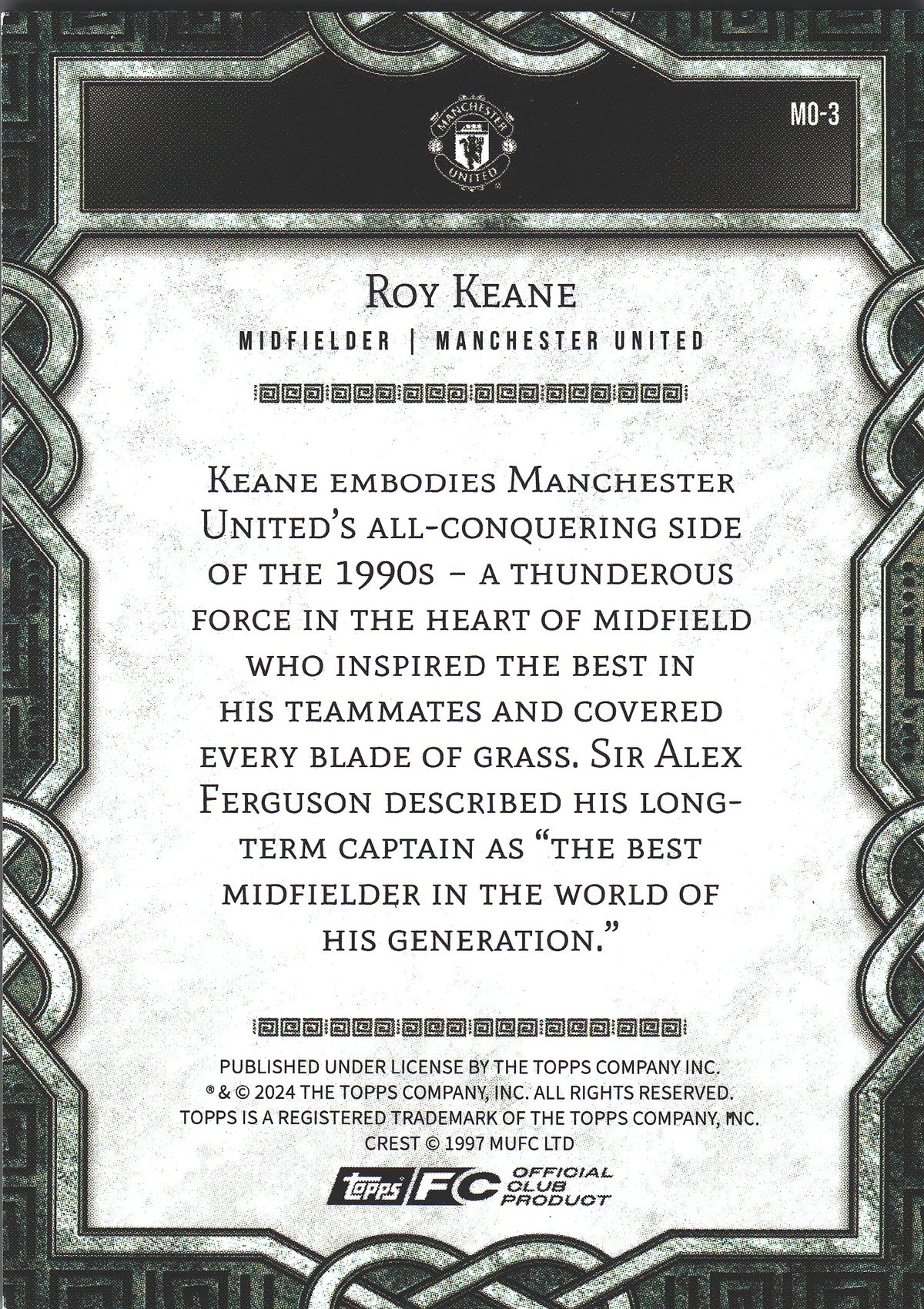 2024 Topps Manchester United Fan Set Monolith Roy Keane #MO-3