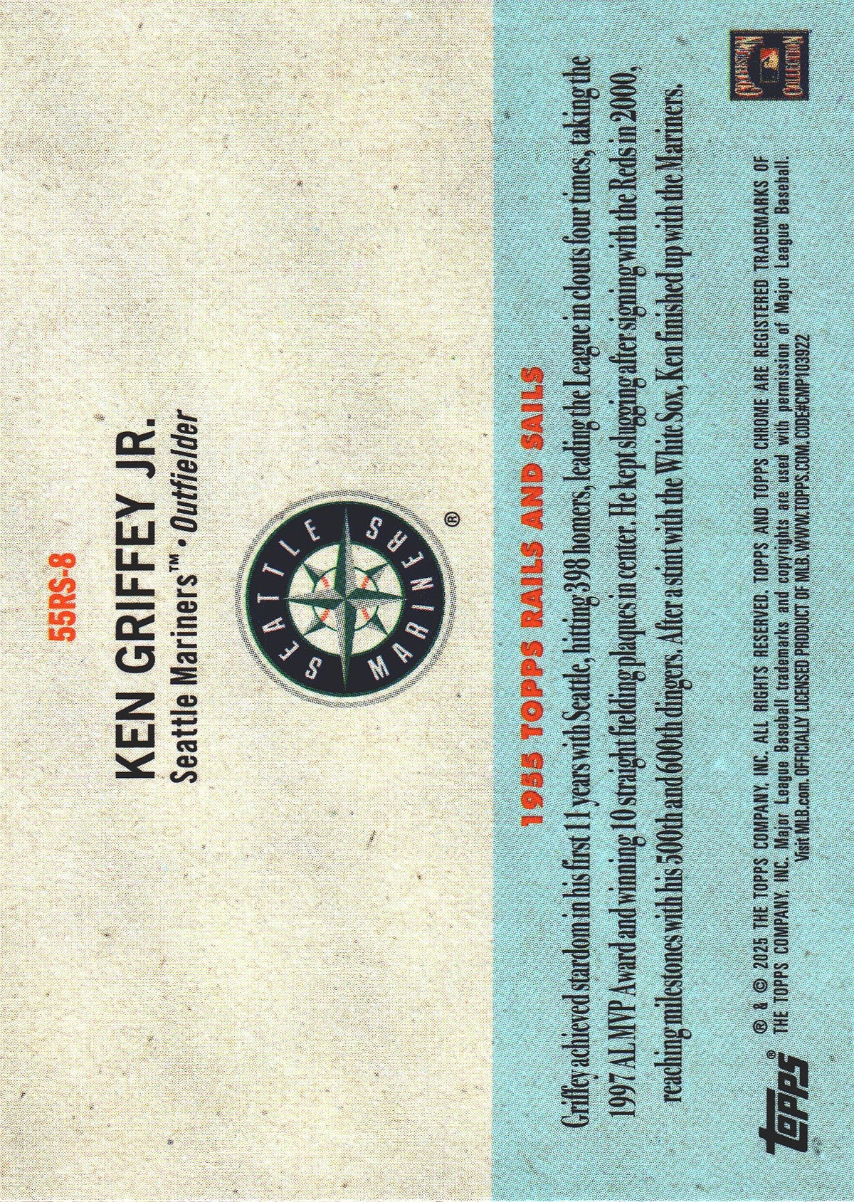 2025 Topps Platinum 1955 Topps Rails and Sails Ken Griffey Jr. #8 Seattle Mariners