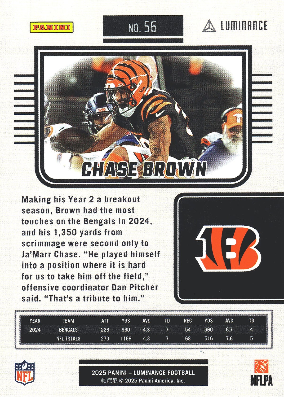 2025 Panini Luminance Chase Brown #56 Cincinnati Bengals