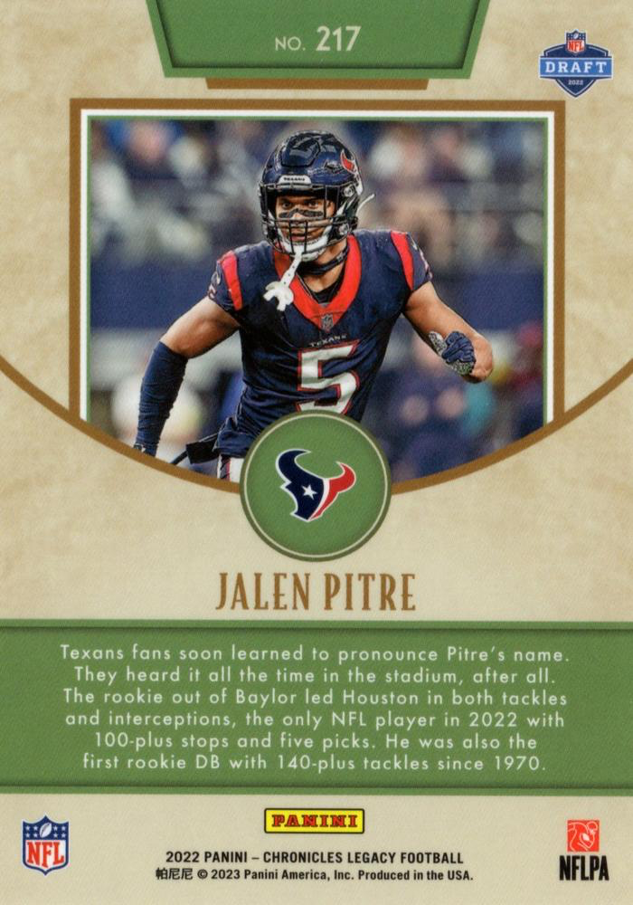 2022 Panini Chronicles Legacy Update RC Jalen Pitre #217 Houston Texans