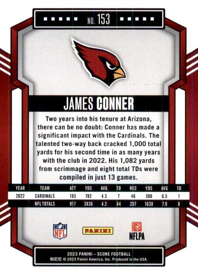 2023 Panini Score Football James Conner Arizona Cardinals #153