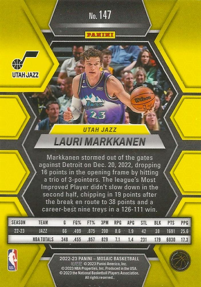 2022 Panini Mosaic Lauri Markkanen #147 Utah Jazz