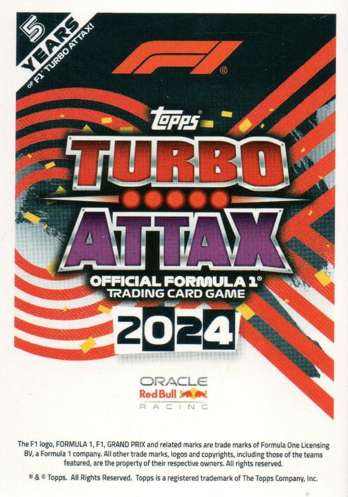 2024 Topps Turbo Attax F1 Limited Edition Max Verstappen #LE1 Red Bull Racing