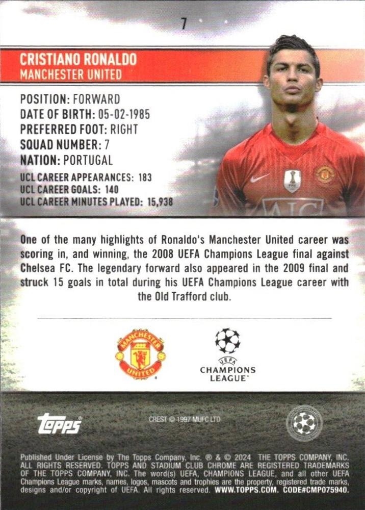 2023 Topps Stadium Club Chrome UCC Cristiano Ronaldo #7 Manchester United