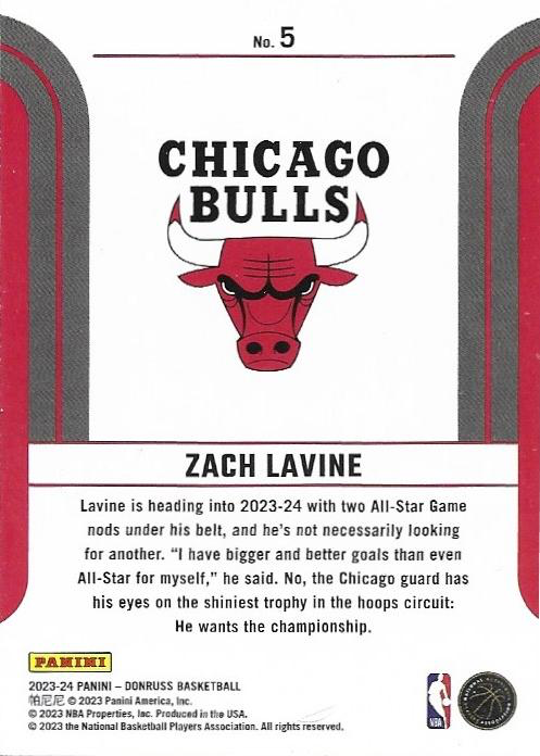 2023 Panini Donruss Franchise Features Zach LaVine #5 Chicago Bulls