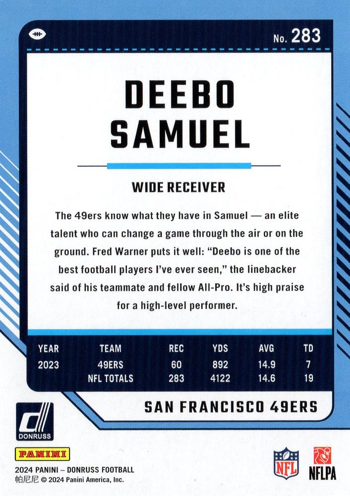 2024 Panini Donruss Deebo Samuel San Francisco 49ers #283