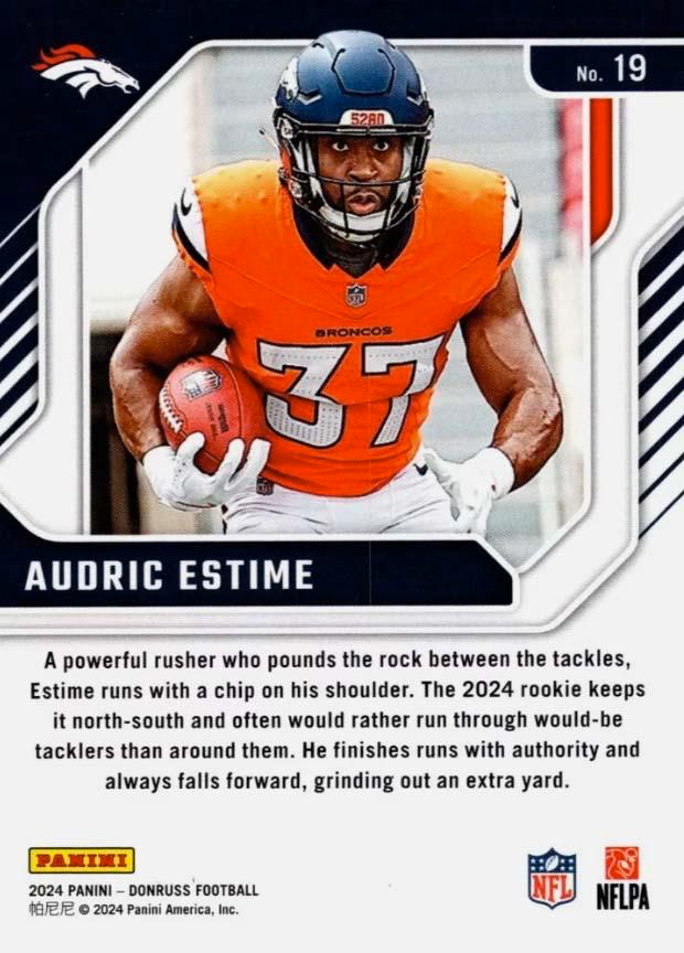 2024 Panini Donruss Elite Series Rookies Audric Estime #19 Denver Broncos