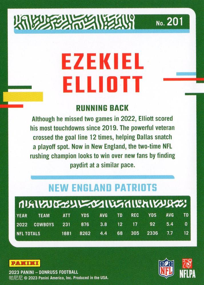 2023 Panini Donruss Ezekiel Elliott #201 New England Patriots