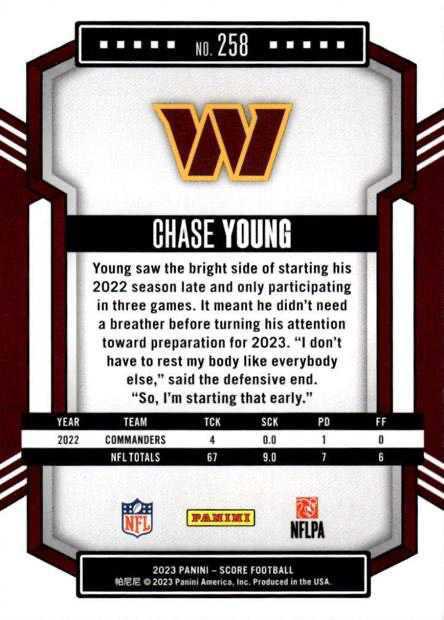 2023 Panini Score Football Chase Young Washington Commanders #258