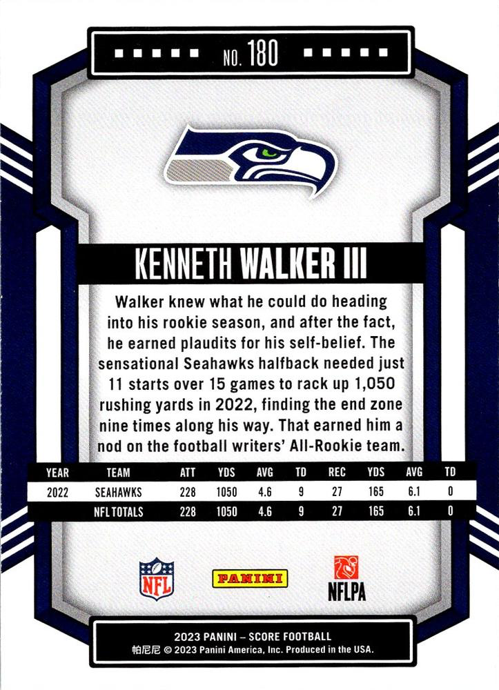 2023 Panini Score Football Kenneth Walker III Seattle Seahawks #180