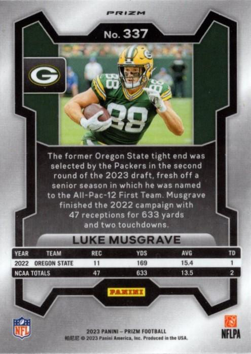 2023 Panini Prizm Red White and Blue Luke Musgrave RC Green Bay Packers #337
