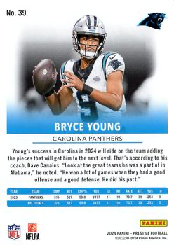 2024 Panini Prestige Bryce Young #39 Carolina Panthers