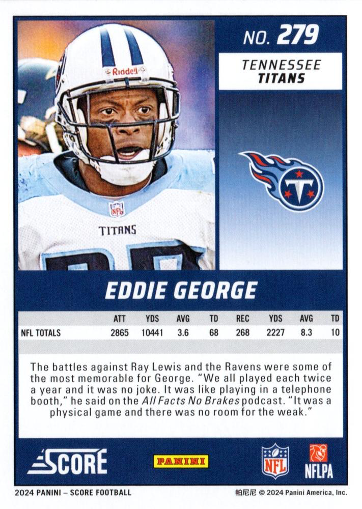 2024 Panini Score Football Eddie George Tennessee Titans #279