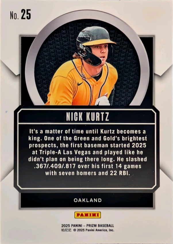 2025 Panini Prizm Talisman Nick Kurtz #25 Oakland Athletics