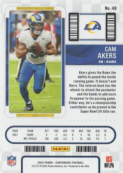 2022 Panini Contenders Cam Akers Los Angeles Rams #48