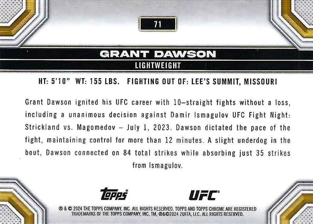 2024 Topps Chrome UFC Grant Dawson #71