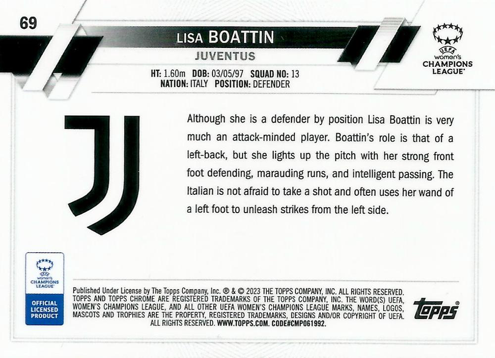 2022 Topps Chrome UCC Women's Lisa Boattin #69 Juventus Women