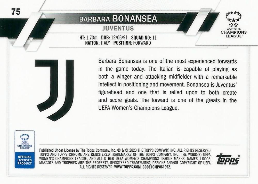 2022 Topps Chrome UCC Women's Barbara Bonansea #75 Juventus