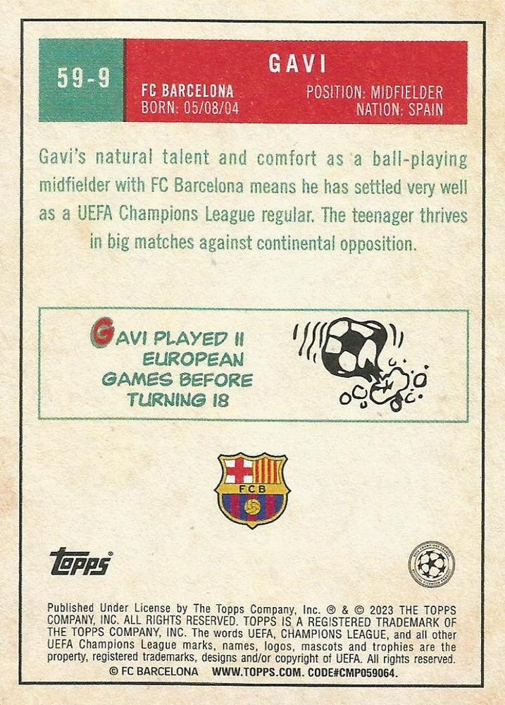 2022 Topps UCC 1959 Gavi #59-9 FC Barcelona
