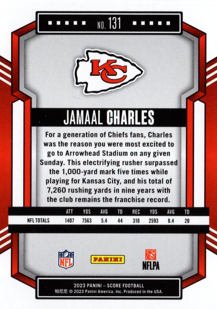 2023 Panini Score Football Jamaal Charles Kansas City Chiefs #131