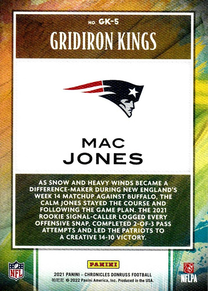 2021 Panini Chronicles Gridiron Kings Mac Jones #GK-5 New England Patriots
