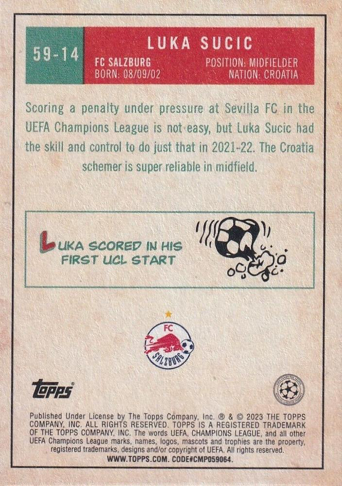 2022 Topps UCC 1959 Luka Sucic #59-14 FC Red Bull Salzburg