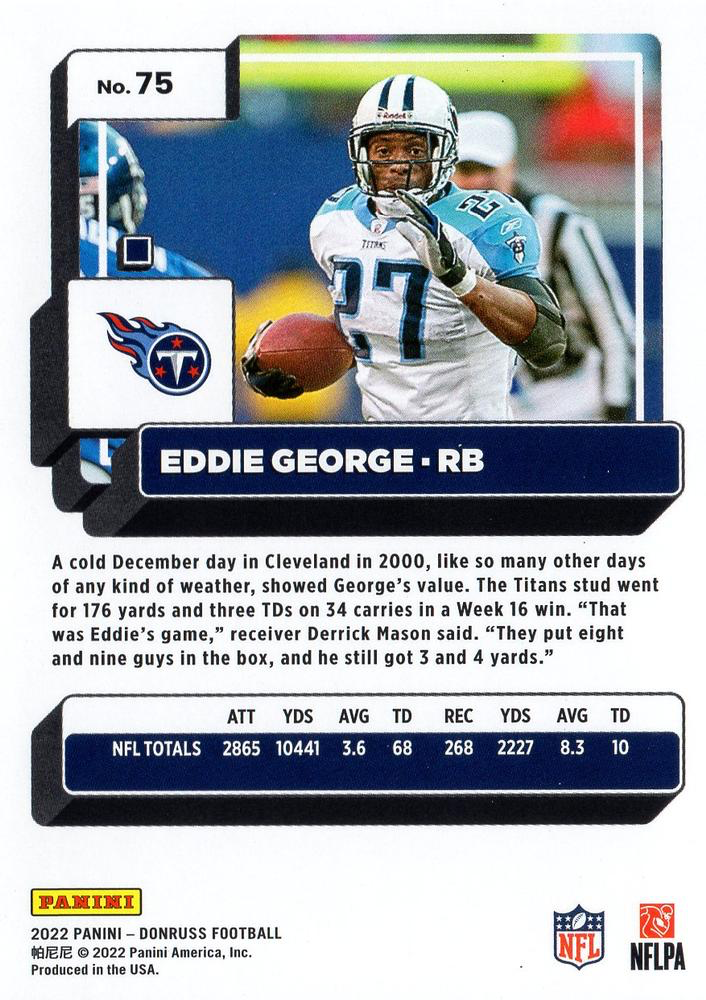 2022 Panini Donruss Eddie George #75 Tennessee Titans