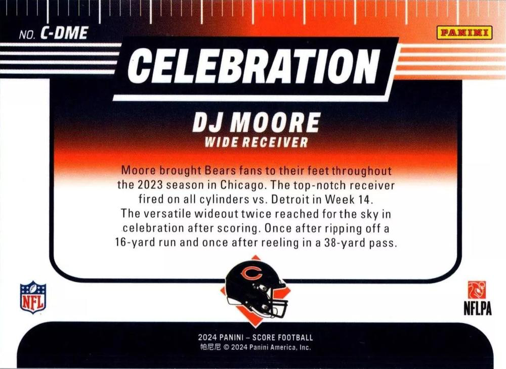 2024 Panini Score Football Celebration DJ Moore Chicago Bears #C-DME