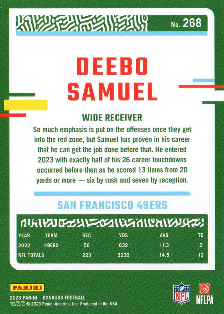 2023 Panini Donruss Deebo Samuel #268 San Francisco 49ers