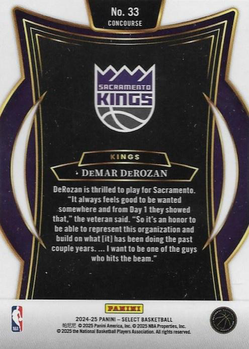 2024 Panini Select DeMar DeRozan Blue #33 Sacramento Kings