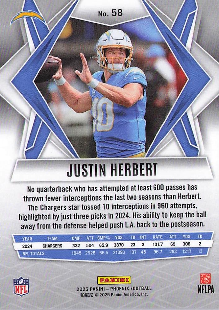 2025 Panini Phoenix Justin Herbert #58 Los Angeles Chargers
