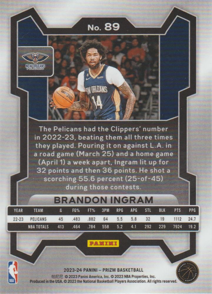 2023 Panini Prizm Brandon Ingram #89 New Orleans Pelicans
