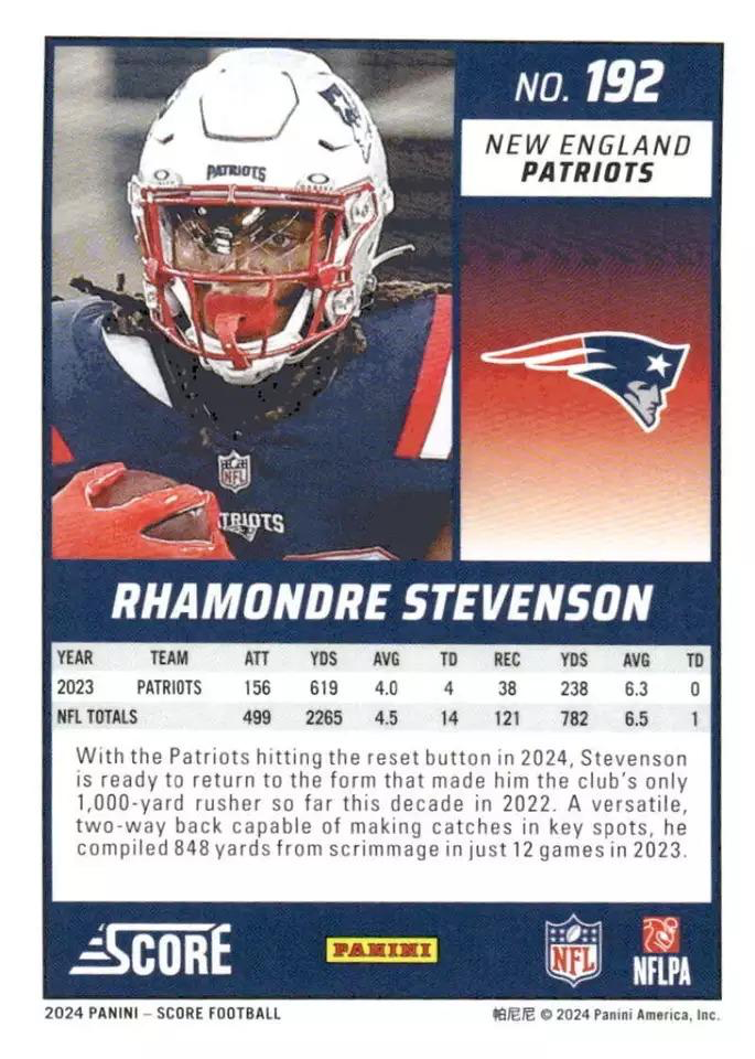 2024 Panini Score Football Rhamondre Stevenson New England Patriots #192