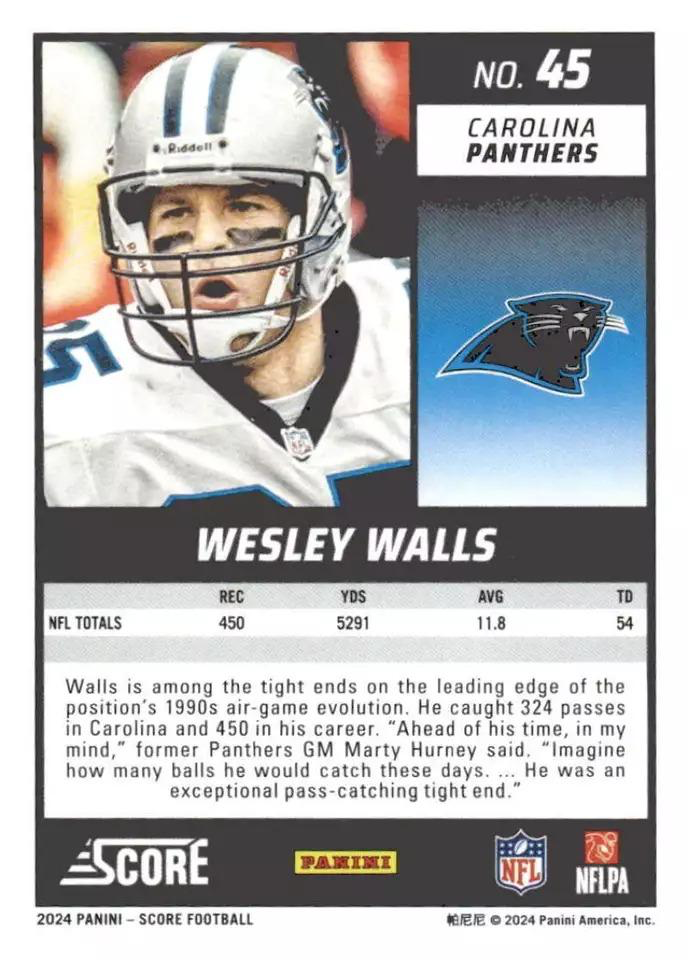 2024 Panini Score Football Wesley Walls Carolina Panthers #45